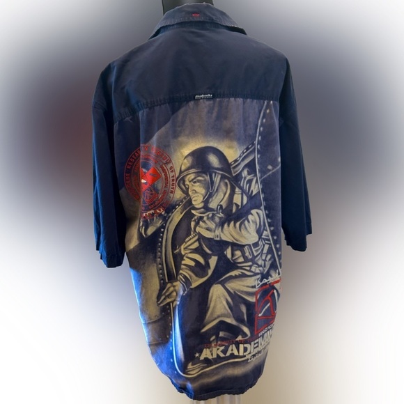 50%off w♥️ Grunge Akademiks Y2k Military Button Up Shirt Vintage thrashed flaws - Picture 1 of 10